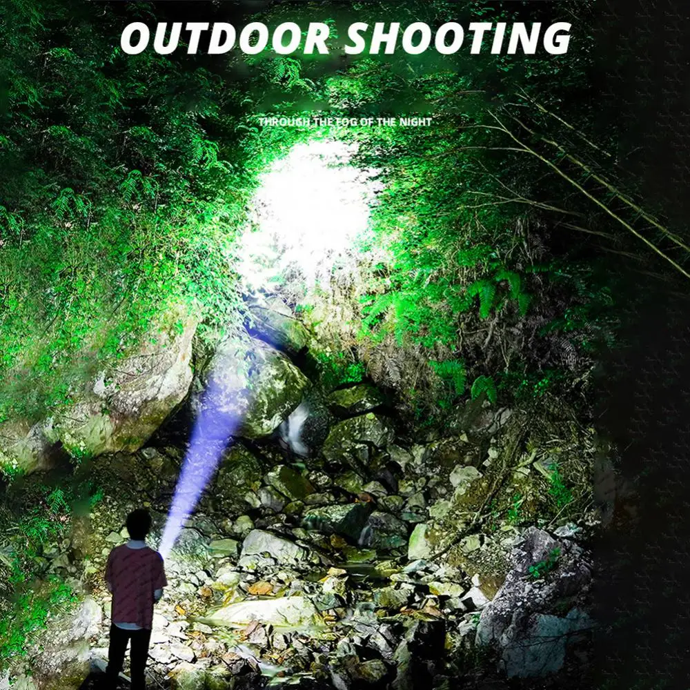 Fixed Focus Led Flashlight Super Bright Newest Torch For 1500 Meters Wick Lighting Camping Lantern Fishing Searching 2023 Hot