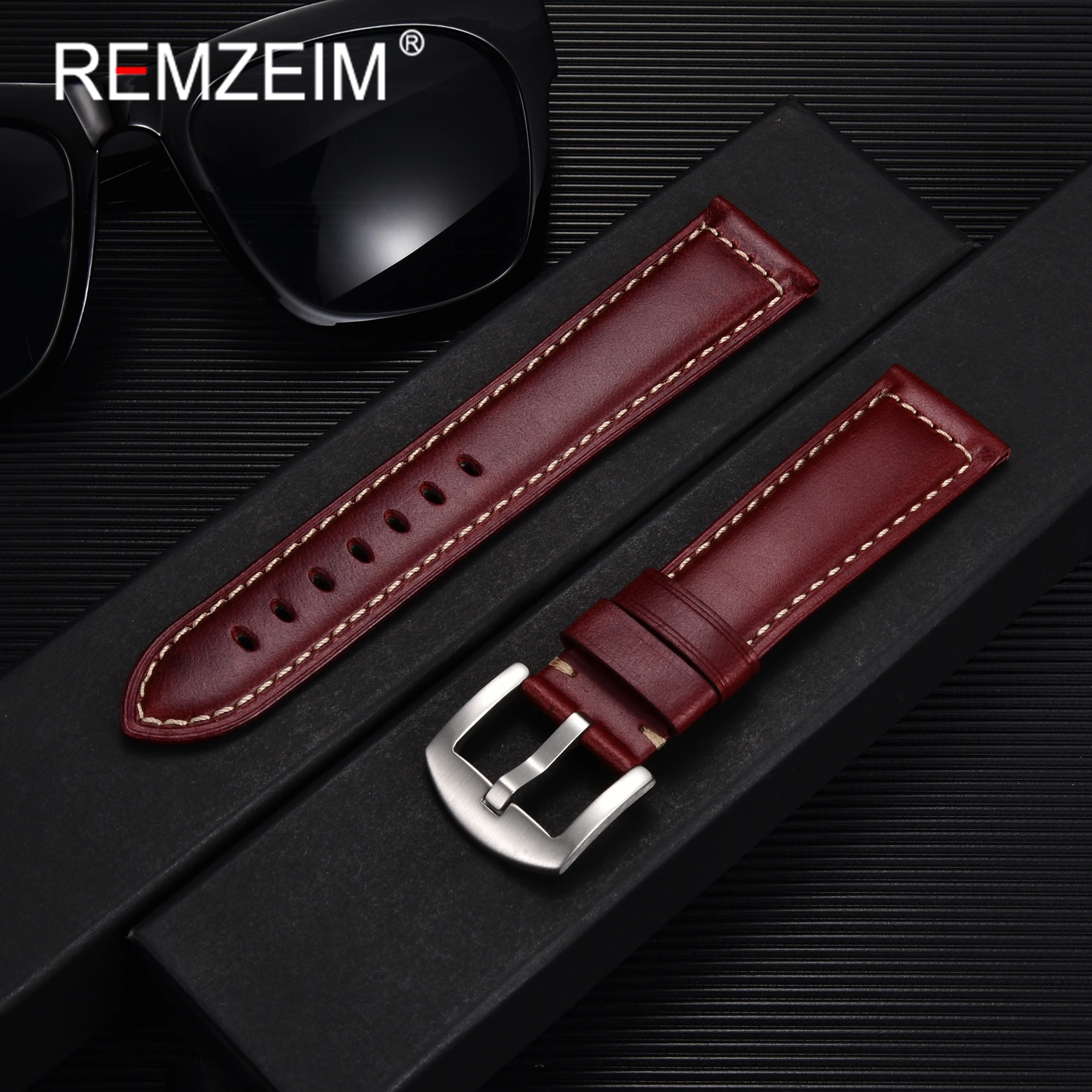 Premium Genuine Leather Vintage Watchband - Oil Waxed Blue, Brown, Black Straps