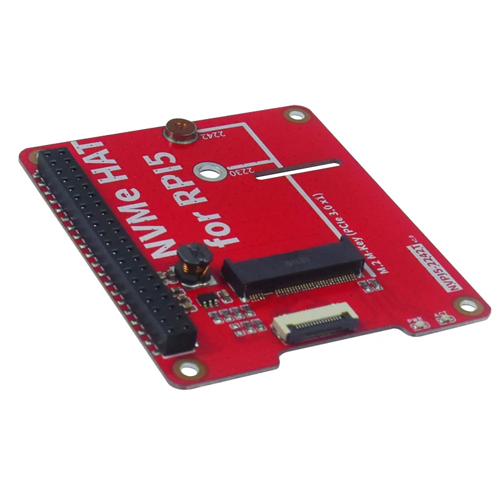 Raspberry Pi 5 NVMe HAT PCB, M.2 슬롯 익스텐션 어댑터 보드, M-Key 2 LED 조명, M.2 M-Key 2230 2242 2260 2280 SSD