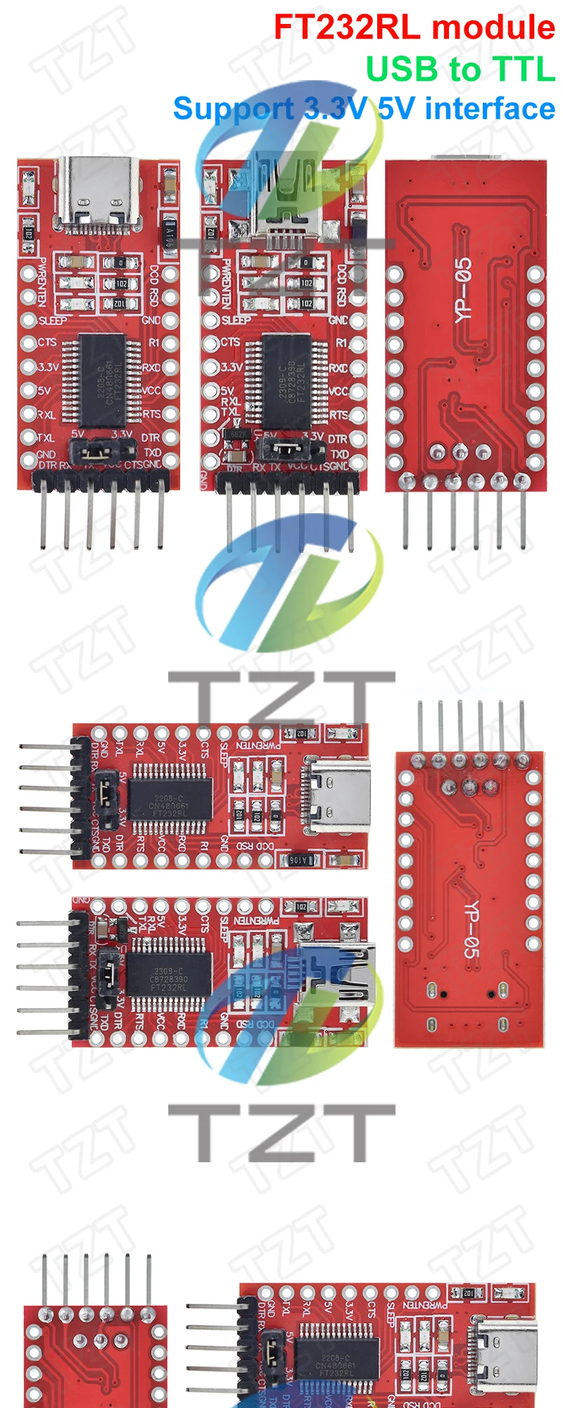 GREATZT 1/2/4PCS FT232RL FTDI USB 3.3V 5.5V zu TTL Serielles Adaptermodul für Arduino – Detail 3