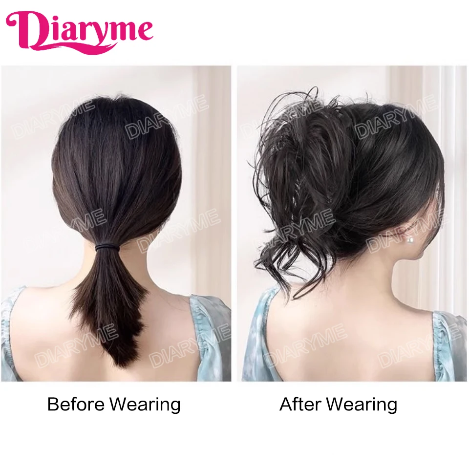 Messy Flully Wavy Bun Hair Piece Synthetic Claw Clip in Short Ponytail Extension For Women Claw Chignon Hair Extensions