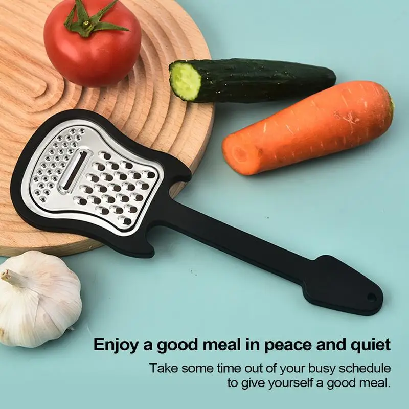 Handheld Fruit Grater Cheese Grater Stainless Guitar Shape Metal Comfortable Grip Kitchen Fruit Pulp Crusher Citrus Cheese Grater