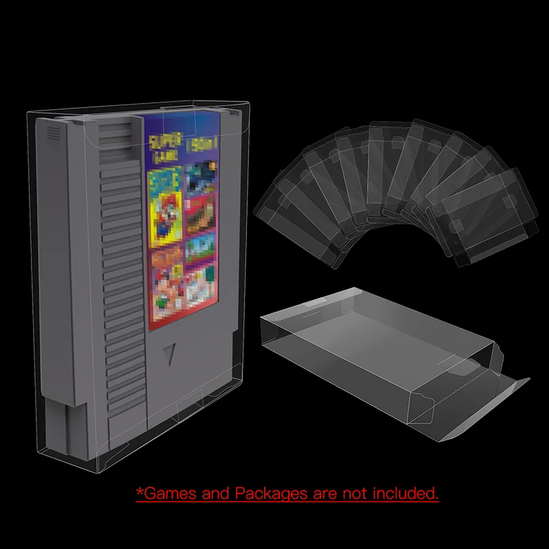 Game Cartucho Protector para Nes Cartões de Jogo Plástico Pet Transparente Clear Cover Box Case Acessórios