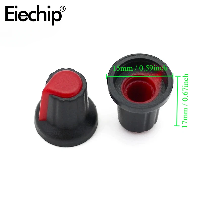 Potentiometer Knobs 30pcs/lot WH148 15X17mm 6mm Plastic Knobs Cap 5 colors Yellow Orange Blue White Red