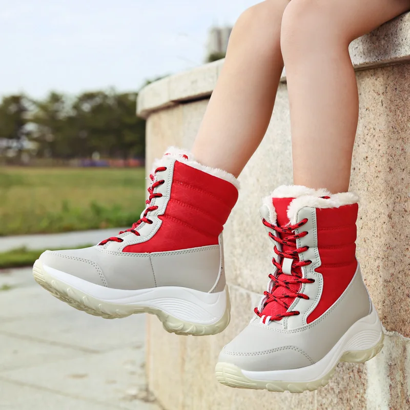 Cold Resistance -30℃ Waterproof Women Snow Boots Fashion Antiskid Winter Hiking Shoes Size 35-42