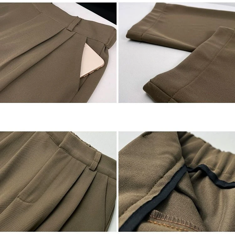 Fluid Spring Autumn Suit Pants 2024 Wide Leg Brown Long