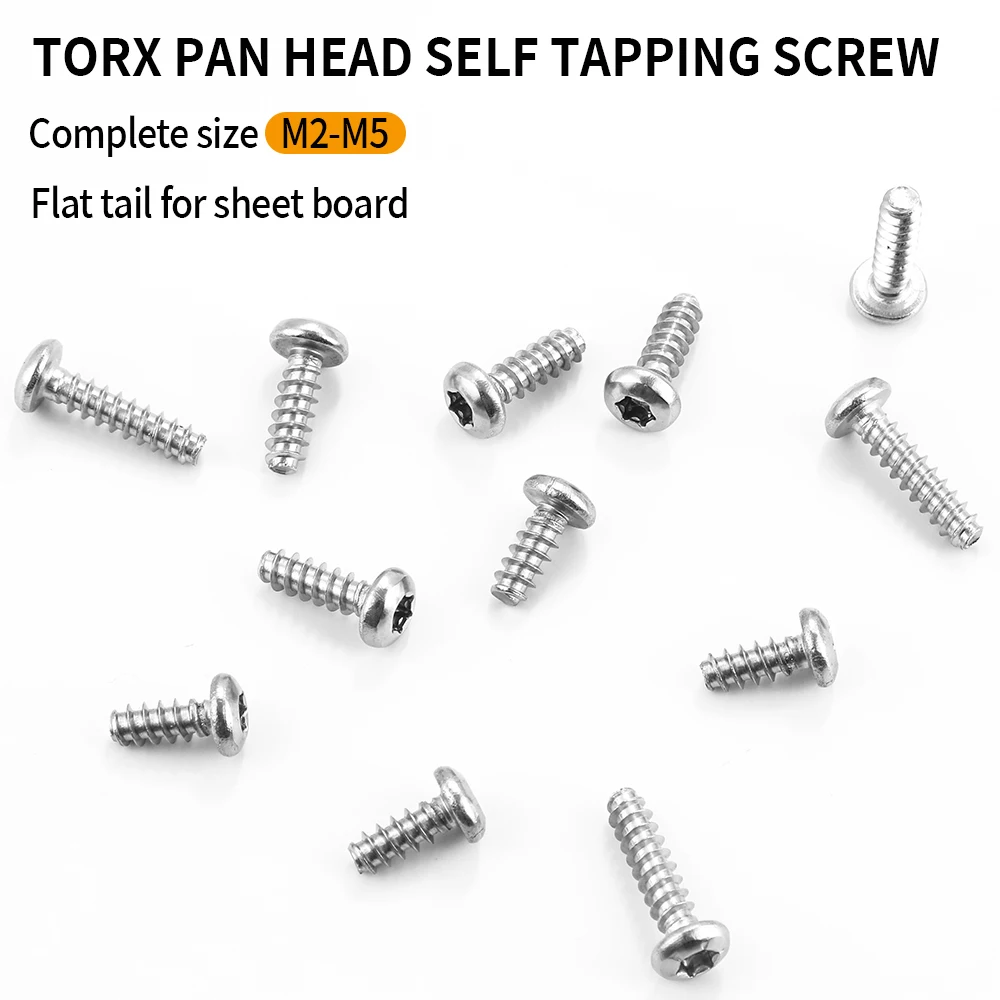 Torx Pan Head Tapping Screw for Plastic M2 M2.3 M2.6 M3 M3.5 M4 M5 Stainless Steel Round Six Lobe Self Tapping 10-50pcs