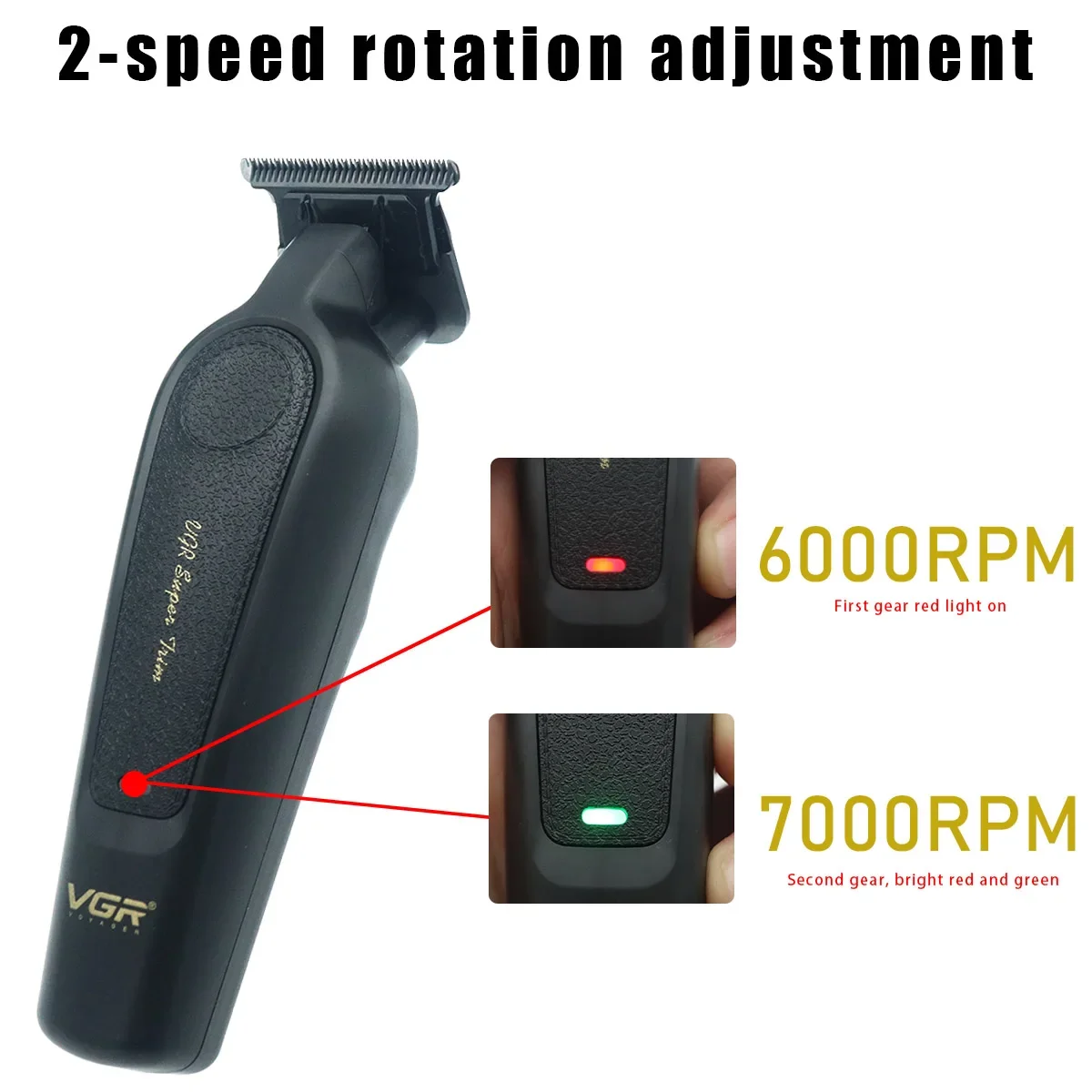 VGR Hair Trimmer Professional Hair Cut Machine Electric T Blade Barber Clippers Cordless Rechargeable Trimmer for Men Hair Clipper