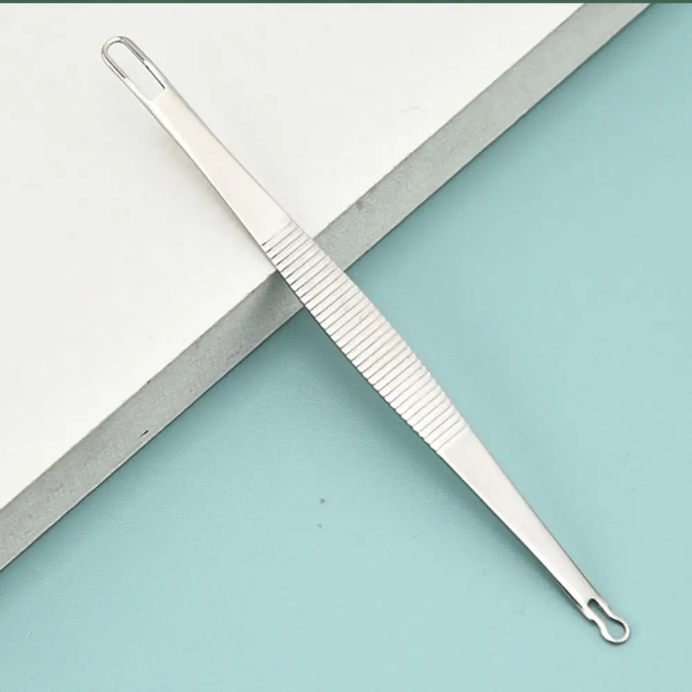 Durable Stainless Steel Blackhead Extruder Dual-head Curved Blackhead Remover High Hard Blackhead Extractor Face Skin Care