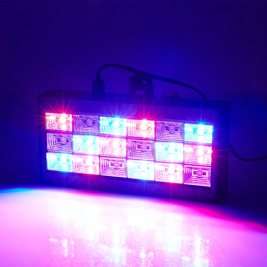 LED Stage Light 18 LED Strobe RGB Flash Sound Activated Variable Speed For Club Disco Party DJ Holiday