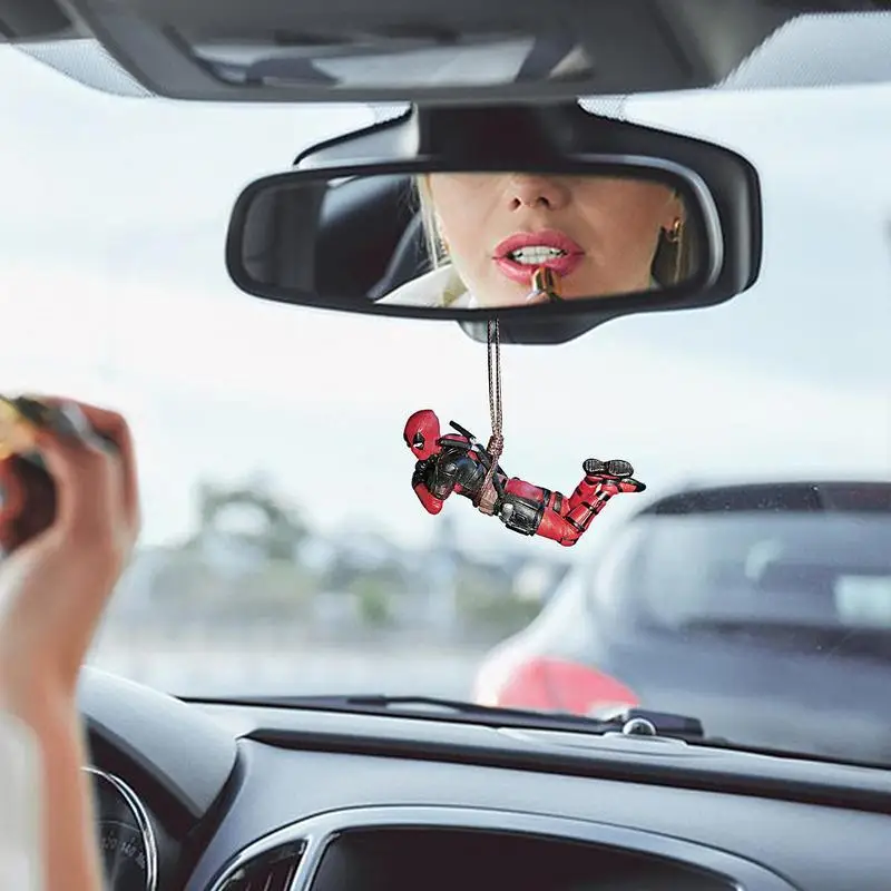 Funny Anime Car Mirror Hanging Accessories Car Pendant Reading Dead