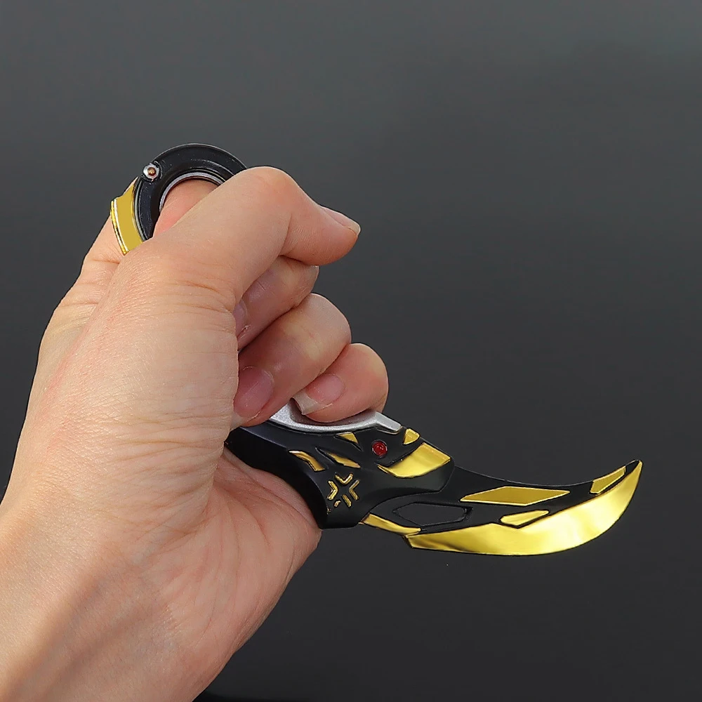15cm Valorant Melee Weapon Champions 2021 Karambit Rotatable Balisong Metal Model Mili Tery Training Knife Safety Game Toys Boys 3