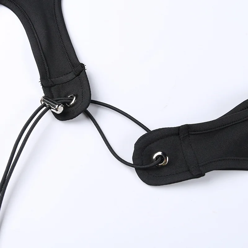Body de manga corta con cuello alto para mujer, estilo Y2K, de una pieza con aberturas, con cordones, lencería sexy.