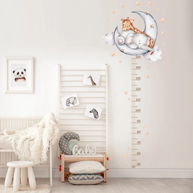 Bébé Garçon Éléphant Dormir Lune Stickers Muraux pour Enfants