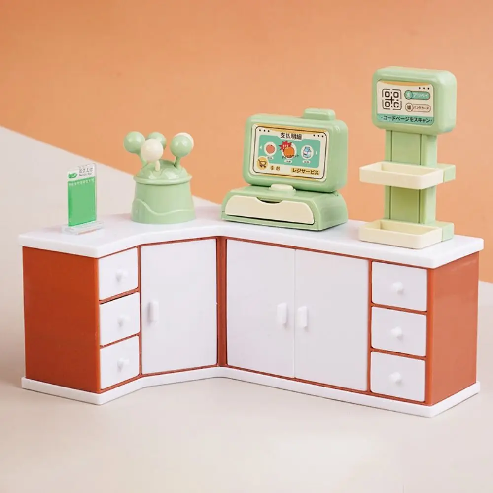 Cash Register Dollhouse Miniature Cashier Checkout Lollipop Snack Rack Mini Cashier Counter Toys Reusable Simulation 2