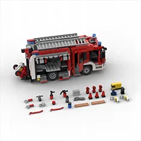 1019PCS MOC City Fire Truck Building Blocks Set Transport Vehicle Rescue Tower Ladder Model Bricks Assembly Toys Kid Boy Gift 4