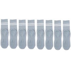 4 Pairs of Striped Anti - Slip Yoga and Pilates Cotton Socks - Breathable and Comfortable (4 Pairs Light Blue)