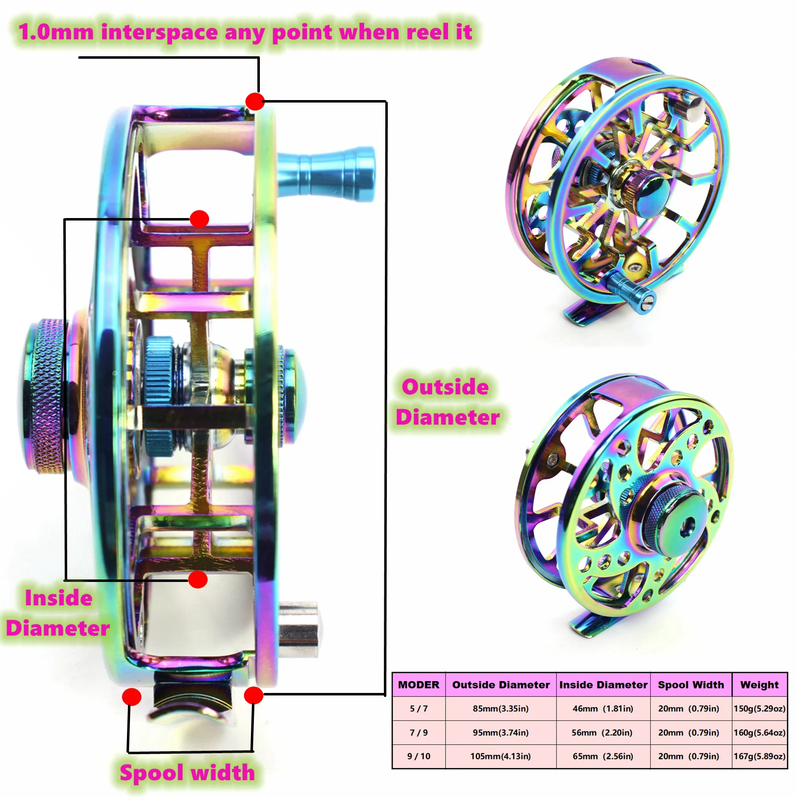 NEW Colorful Fly Fishing Wheel 5/7 7/9 9/10 WT Fly Reel CNC