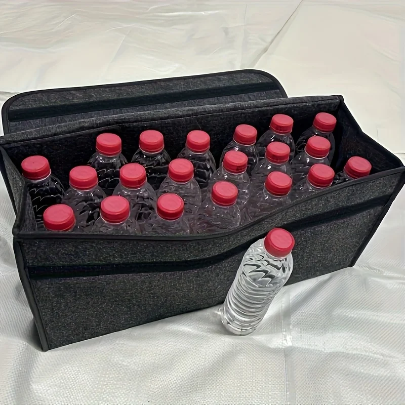 Foldable Multi-Compartment Car Trunk Organizer with Ergonomic Handle, Durable Fabric