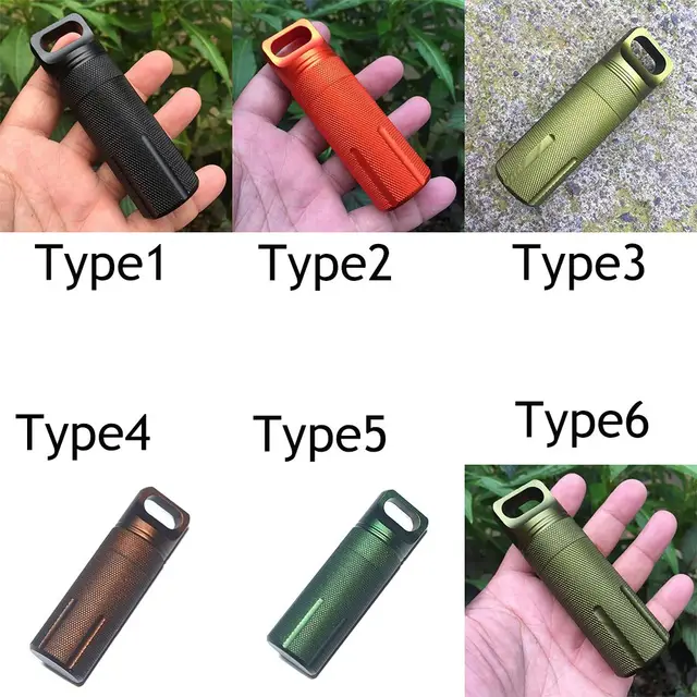 Colorful Aluminum Waterproof EDC Sealed Bottle Survival Storage Box Outdoor Portable Medicine Capsule Bottle Storage Container 5