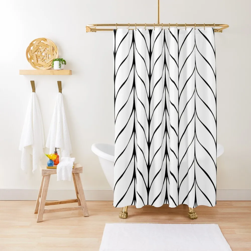 

Black and White Leaf Pattern Shower Curtain For Bathrooms For The Bathroom Curtain