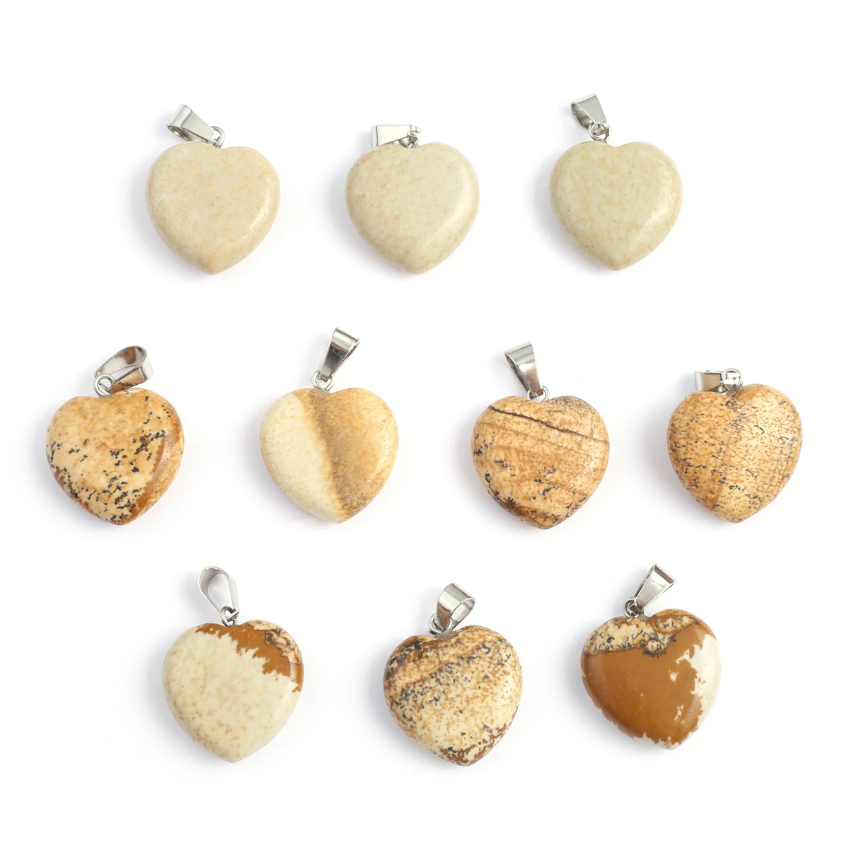 

Charm Natural Picture Stone Pendant Heart Shape Natural Stone Pendant for Women Making DIY Jewelry Necklace Earrings Accessory