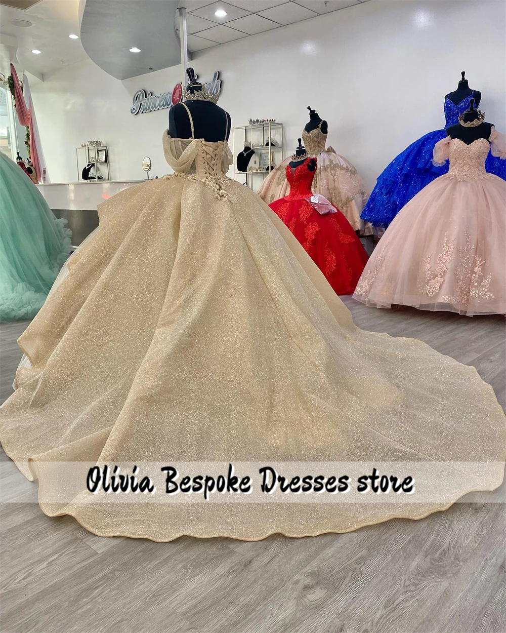 Attractive Ruffles Champagne 15 Quinceanera Dresses Beaded Applique Ball Gown Mexican Wedding Birthday Party Customized