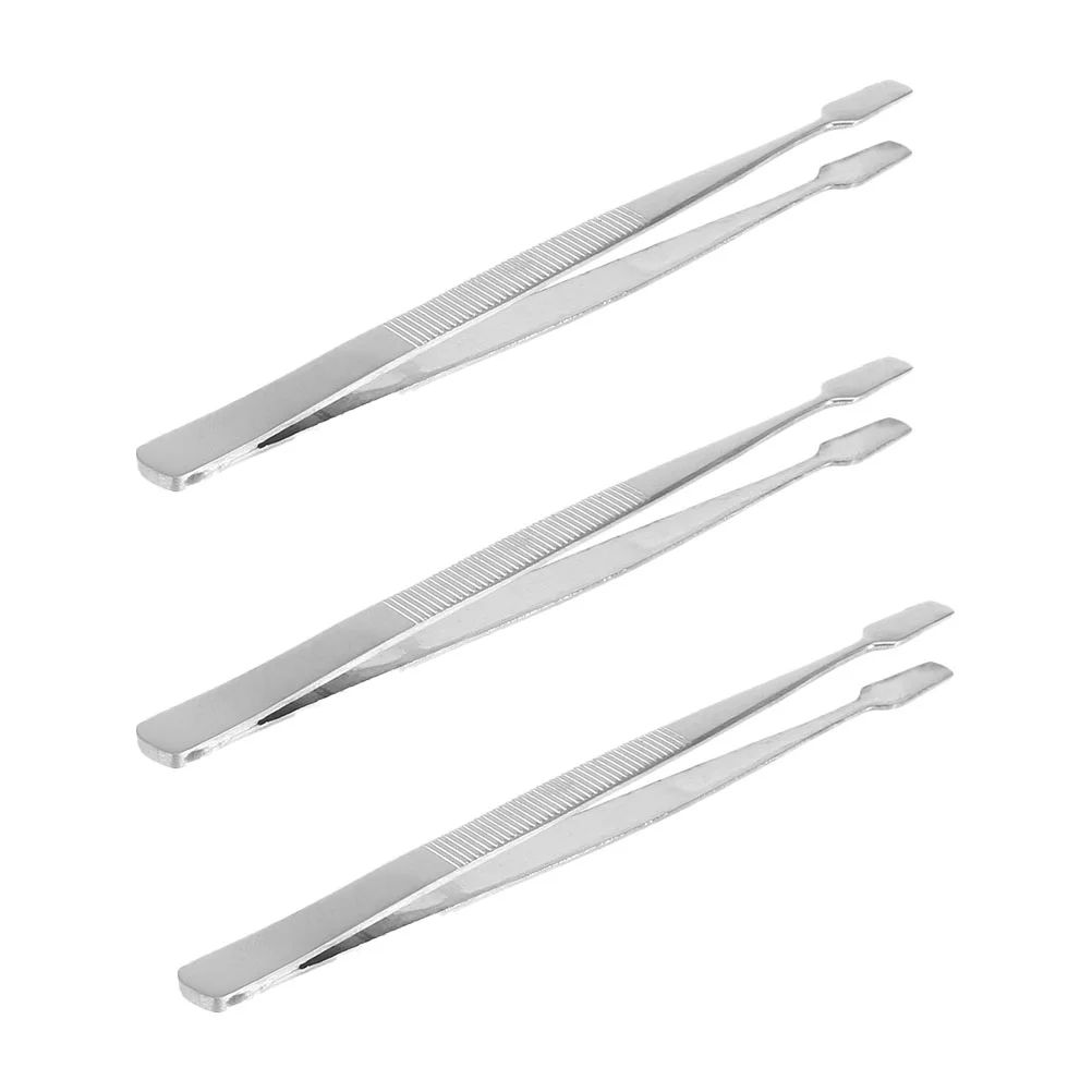 Tweezers Stamp Nipper Stainless Steel for Stamps False Eyelash Mirror Light 6
