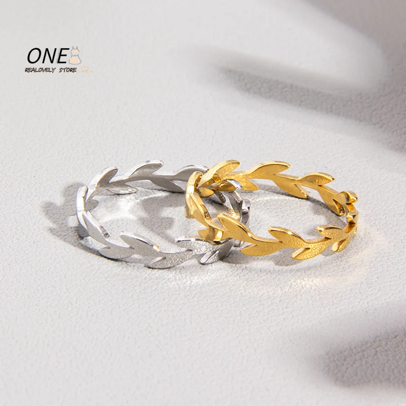 Stainless Steel Fashion Women's Open Enclose Leaf Rings Girls Botanical Women Knuckle Leaves Rings Wedding Party ins Jewelry