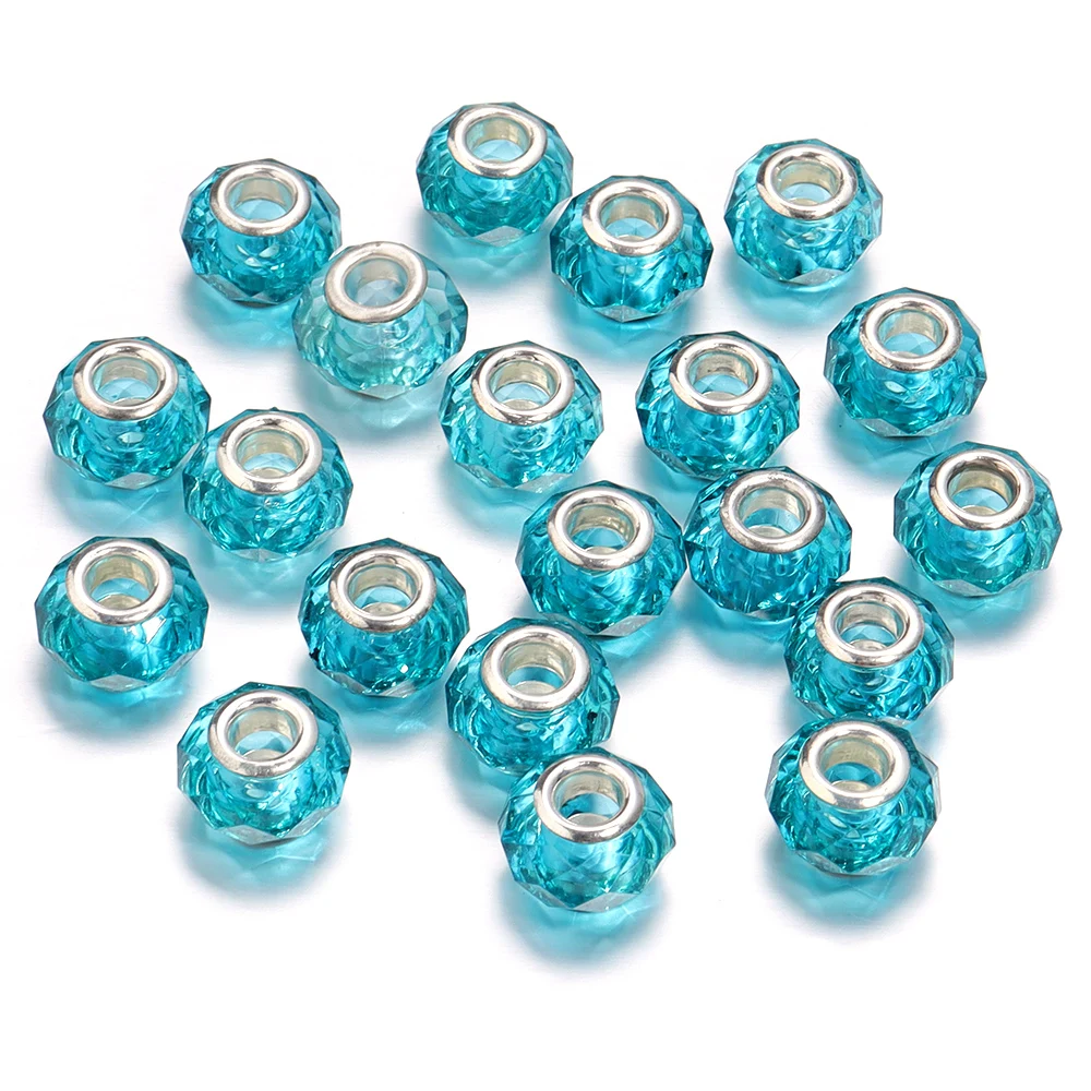20 Stück 14x9mm facettierte Harzperlen transparente Farbe großes Loch lose Distanzperlen für Schmuckherstellung DIY Armband Halskette Zubehör – Detail 13