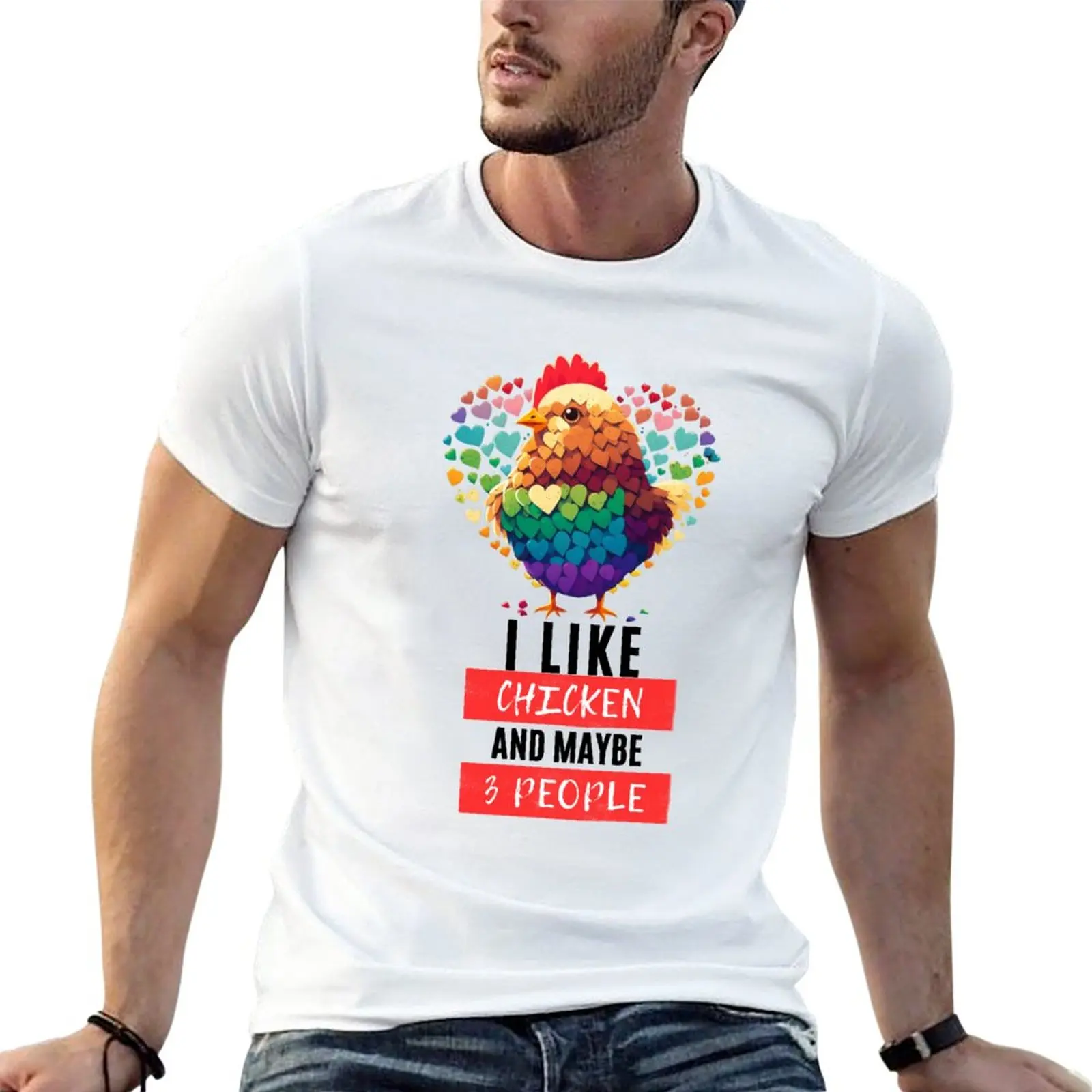 

New I Like Chickens And Maybe 3 People T-Shirt Short sleeve tee vintage t shirt mens clothes