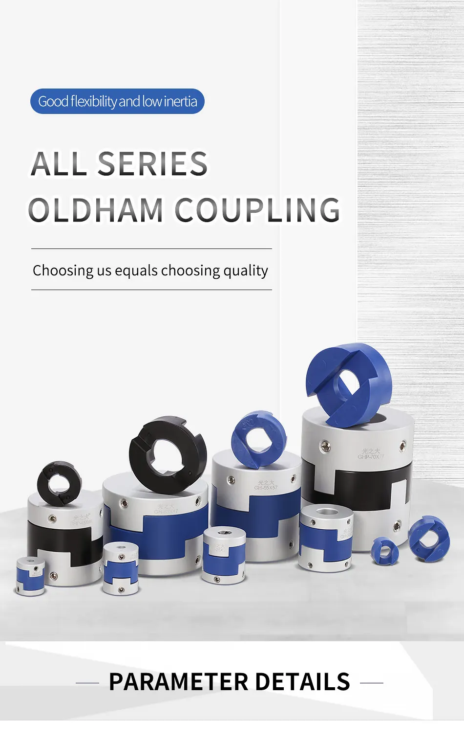 S6d6e21d7efc4454fbf8612a4d1cdc224Y Aluminium material GH D20 L25 Oldham Coupler Power Transmission Parts Shaft Couplings cross slide block top wire series Mallzona