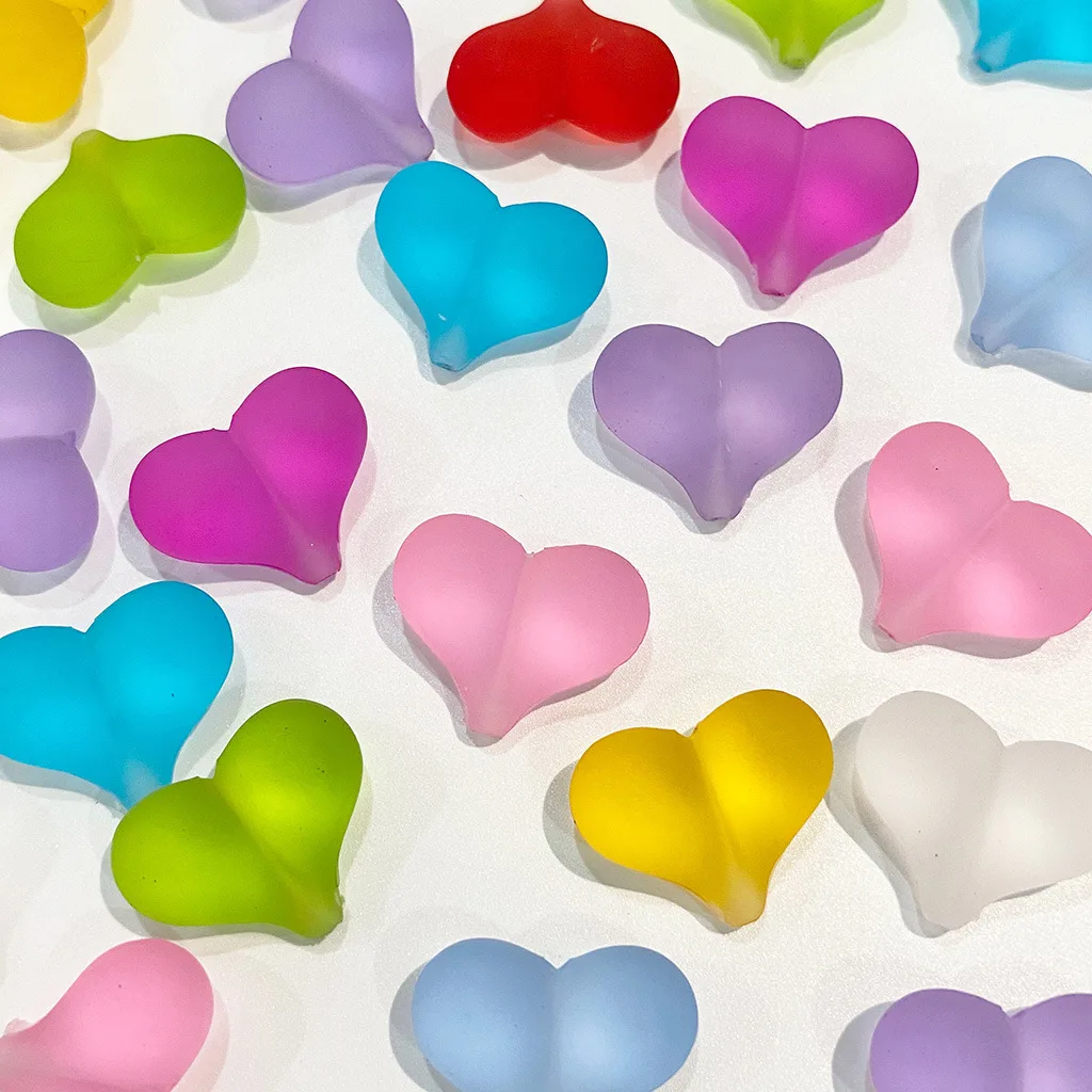 

100 шт., акриловые бусины в форме сердца, 12 х22 мм