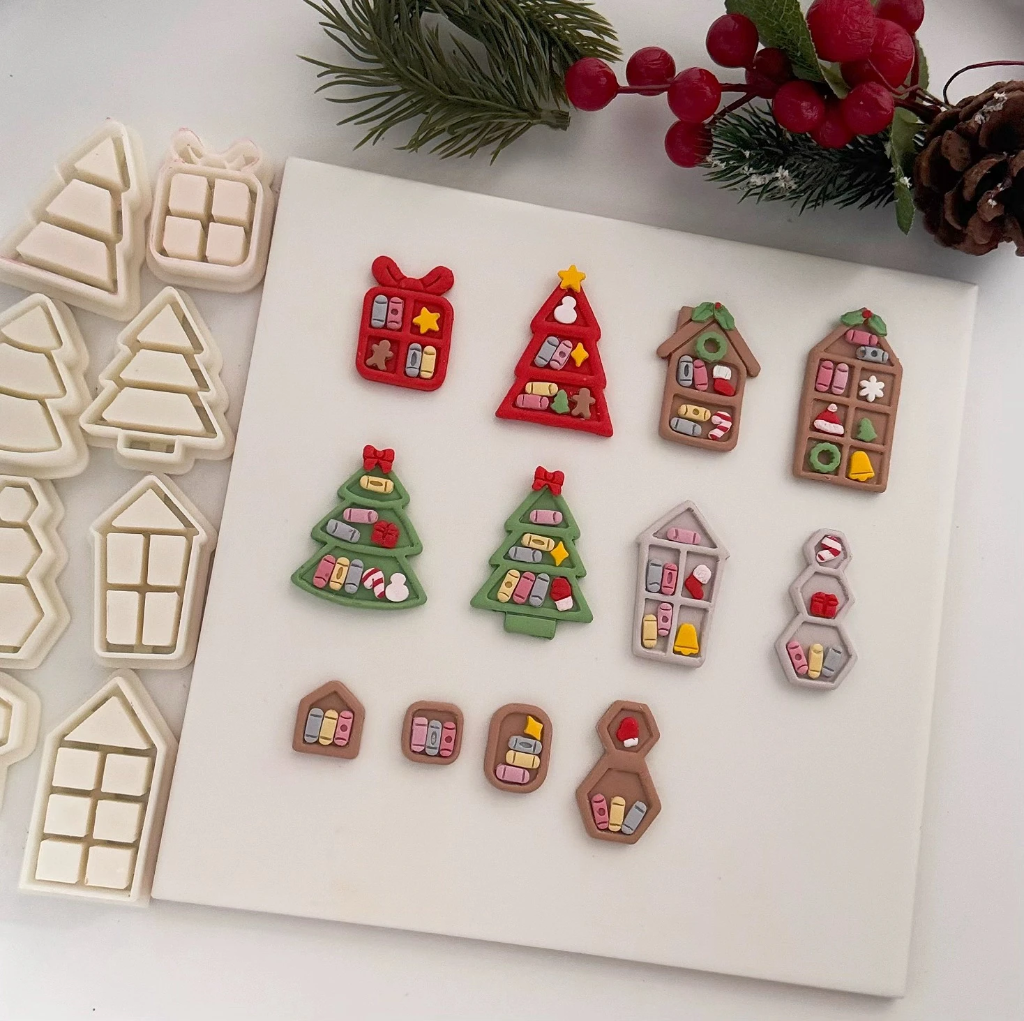 Christmas Bookcase/Bookshelf Polymer Clay Cutter Clay Tool Diy Earring Pendant Jewelry Molding Cutting Mold Ceramic Tool