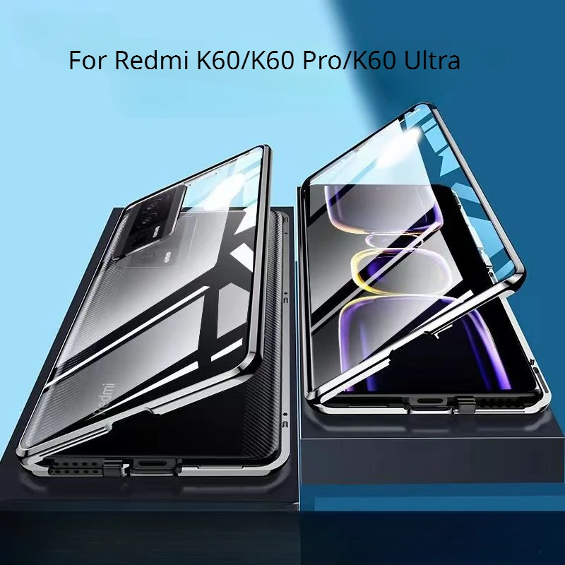 

Double-sided Glass Phone Case for For Xiaomi Redmi K60 Ultra Pro K60Pro Magnetic Case 360° Full Protection Clear Anti-spy Cover