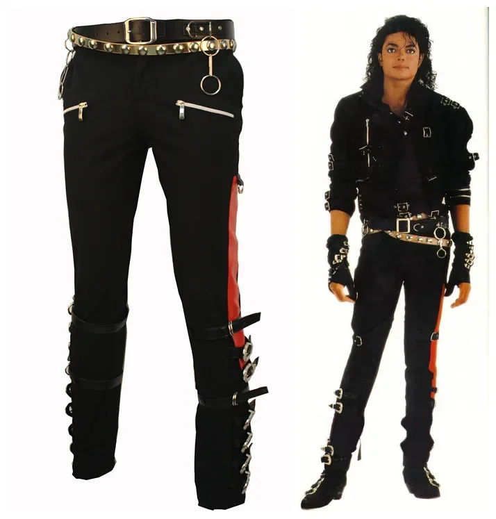 

Michael Jackson BAD ERA Stage Vocal Concert Punk Shock Rivet Pants Halloween MJ Clothes Performance Costume Custom Made