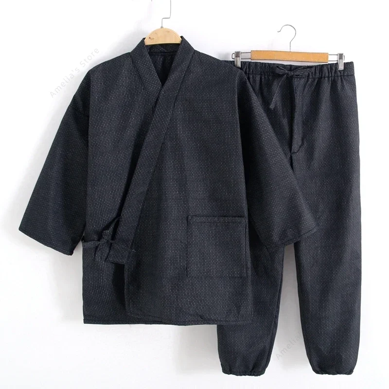 Samue Japanese Traditional Work Clothing 2pcs Sets Jacket Pants Buddhist Monks Nuns Zen Buddhism Landscaping Gardening Work Wear