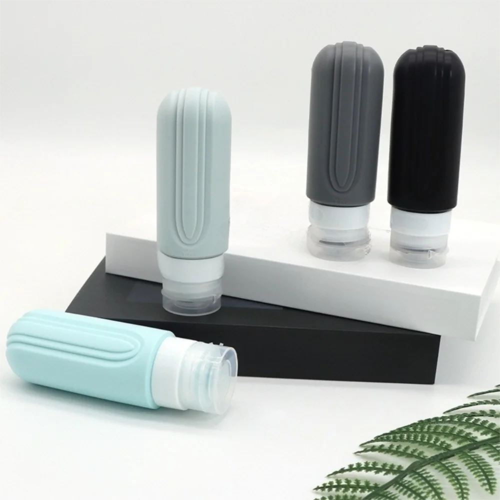 4pcs/set 90ml Silicone Travel Dispenser Set Empty Leak Proof Squeeze Liquid Bottle Kit Refillable Reusable
