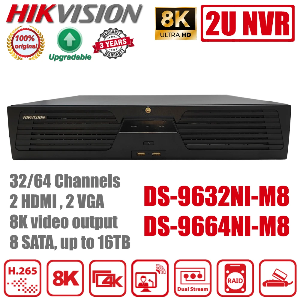 Original Hikvision DS-9632NI-M8 and DS-9664NI-M8 32/64 Channels 2U