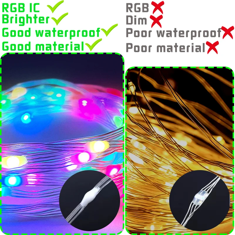 10m Alimenté Par USB Guirlande Lumineuse LED étanche à Piles USB, 16 Couleurs, 5M 10M, RGB, Fête