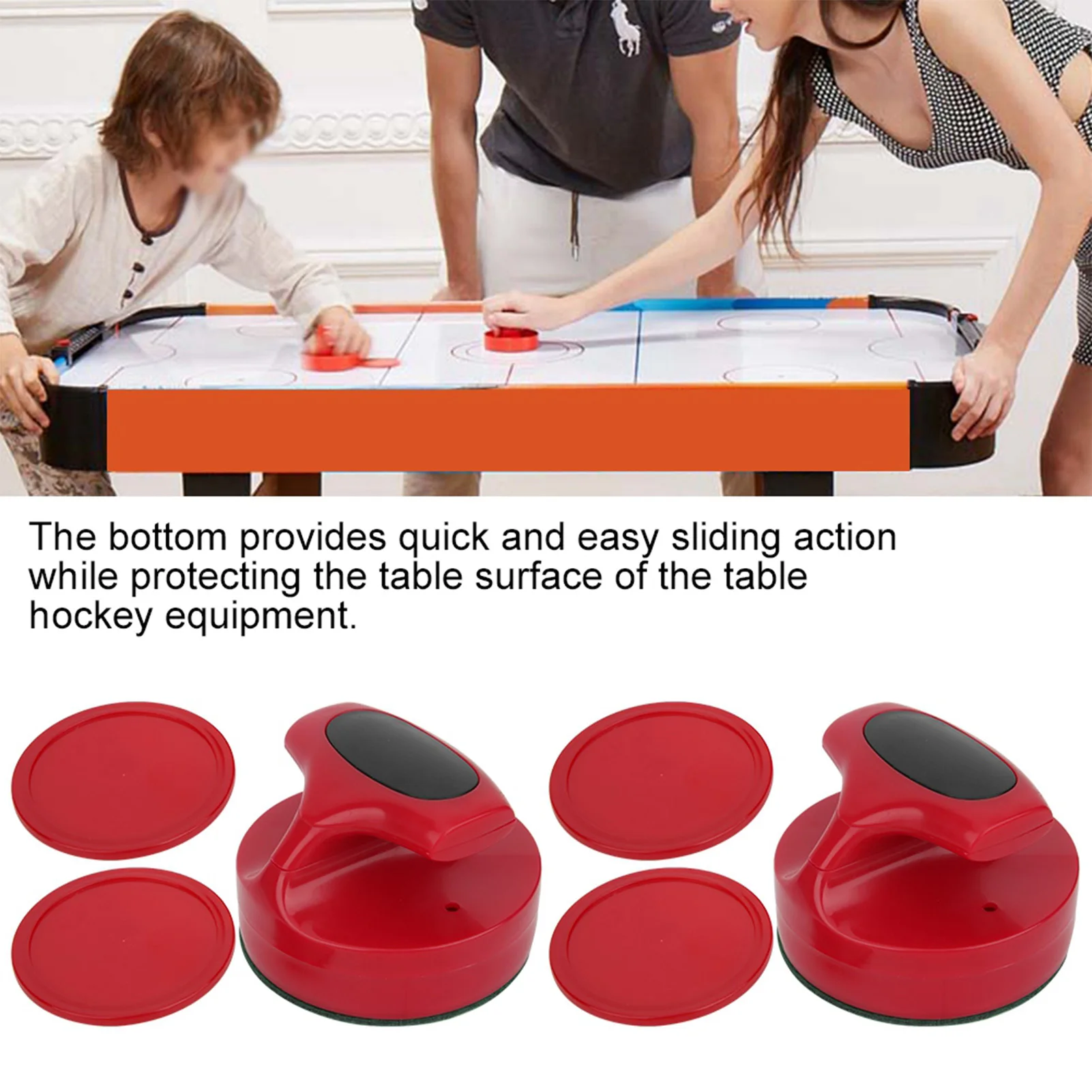 ZK30 Hockey Game Table 94MM Slider Pusher Set with 4 Pucks Accessories Large Size Hockey Puck