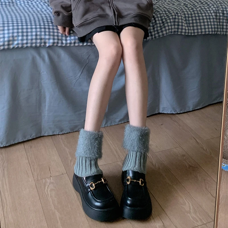 

Women Warm Trim Thick Boot Cuffs Leg Warmers Lady Crochet Knitted Turn-over Fur Leg Socks Foot Cover JK Winter