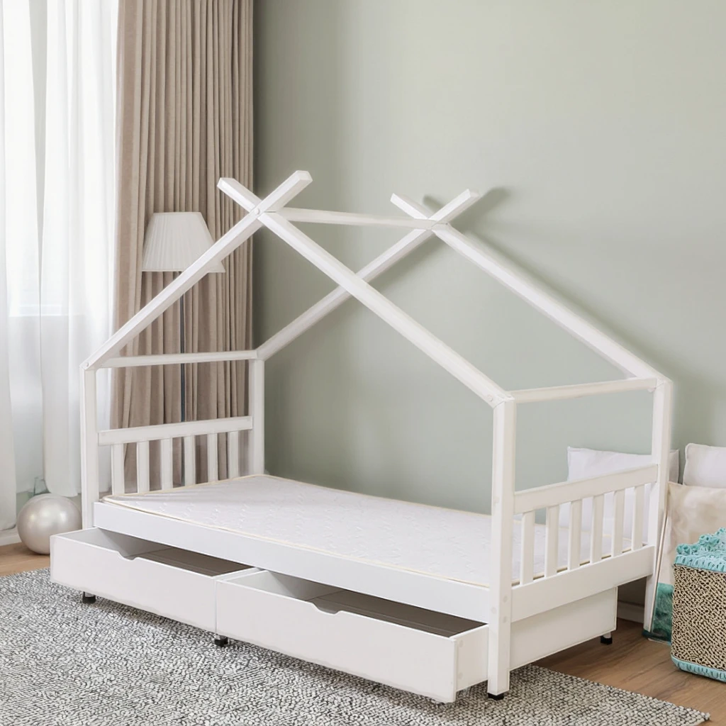 Modern Design Solid Wood Kids Bed Frame with Storage Drawers House Shape  Bed for Children Baby Beds \u0026 Cribs - AliExpress, image size:1024x1024
