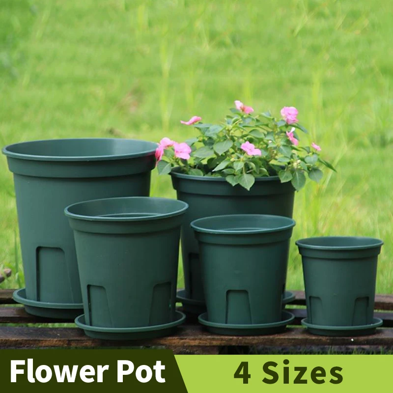 5Pcs 1 Gallon Nursery Pot Garden Planter Pots Plant Container with 5Pcs Pallet 