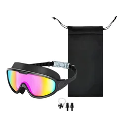 Premium Adult Swim Goggles - Wide View, Anti - Fog, UV Shield, Leak - Proof with Comfortable Fit and Ear Plugs - As the picture (Black Pink Bag)
