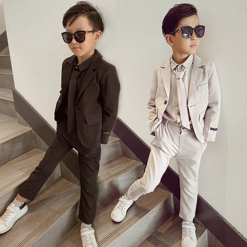 Children Suit Set Spring Autumn Boys Casual Long-sleeved Blazer Pants Clothing Sets Kids Party Costume