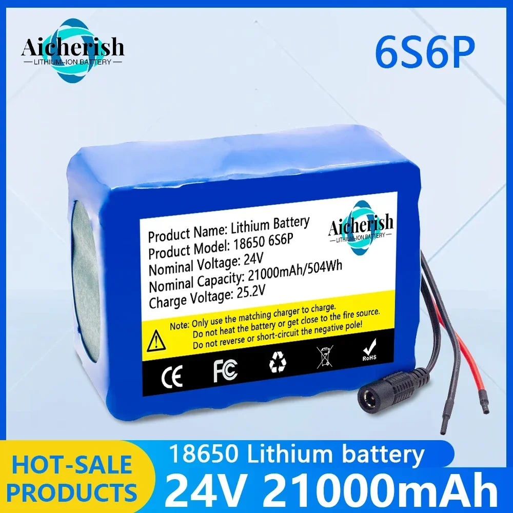 

24V 21Ah 6S6P 18650 Lithium Battery Pack 25.2V 21000mAh Battery li-ion for Bicycle Battery Pack 350w e bike 250w motor +2A