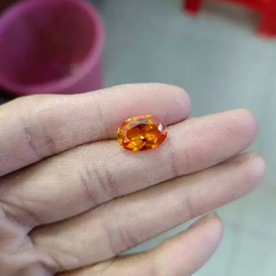 10x14mm Orange gem Orange corundum 55# Oval ring for women main stone ring face super beautiful