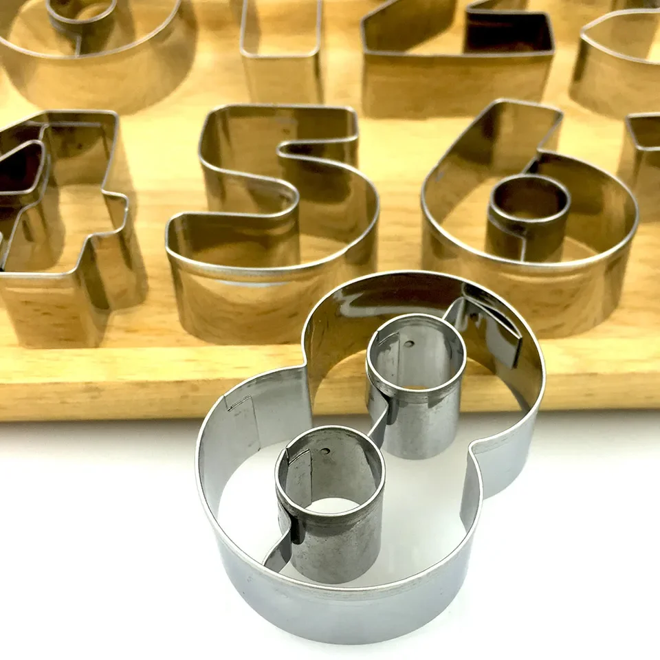 Cookie Cutters Moulds 9PCS/Set Puzzle Numbers 0-8 Arabic Numerals Cute Candy Biscuit Mold DIY Baking Tools Stainless Steel cookie cutter baking mold cookie mould