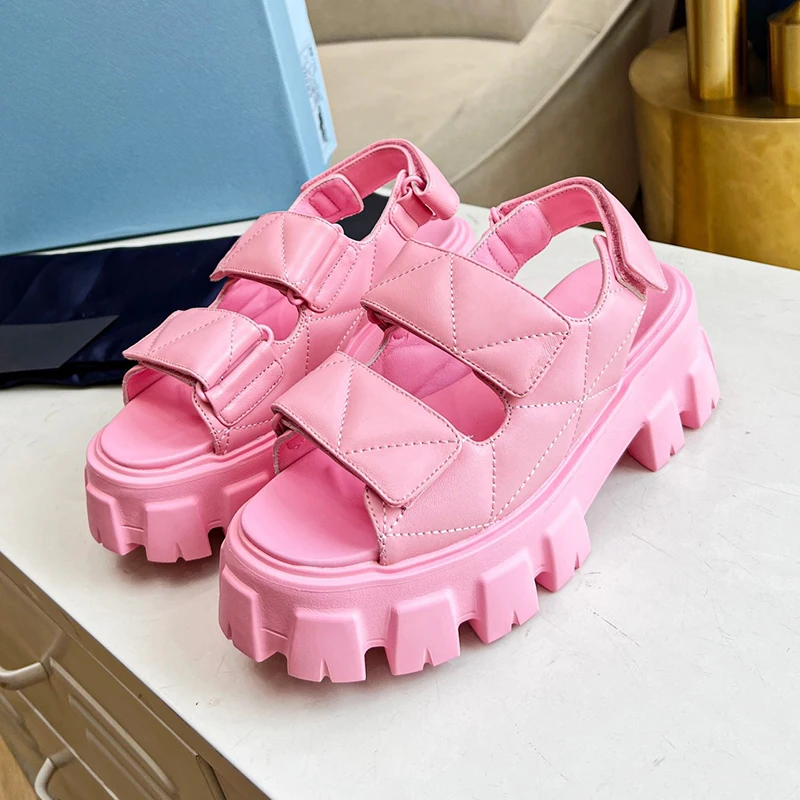 

Женские сандалии, Новинка лета 2024, Прошитый дизайн, женская обувь на толстой нескользящей подошве из искусственного материала